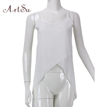 ArtSu Summer Dress 2017 Robe Sexy Casual Pink White Sling Strap Chiffon Beach Dress Robe Femme Vestido De Festa DR50110