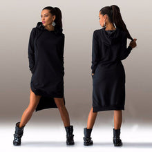 JIN SHE 2016 New Arrival Winter Dress Cotton O-neck Long Sleeve Fashion Casual Style Irregular Solid Hooded Women's Dress