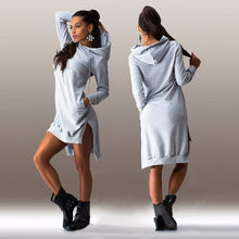 JIN SHE 2016 New Arrival Winter Dress Cotton O-neck Long Sleeve Fashion Casual Style Irregular Solid Hooded Women's Dress