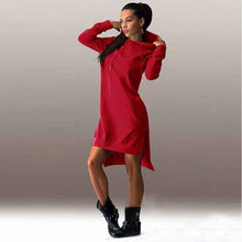 JIN SHE 2016 New Arrival Winter Dress Cotton O-neck Long Sleeve Fashion Casual Style Irregular Solid Hooded Women's Dress