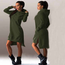 JIN SHE 2016 New Arrival Winter Dress Cotton O-neck Long Sleeve Fashion Casual Style Irregular Solid Hooded Women's Dress