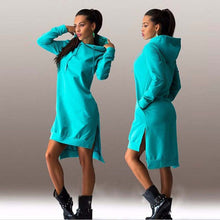 JIN SHE 2016 New Arrival Winter Dress Cotton O-neck Long Sleeve Fashion Casual Style Irregular Solid Hooded Women's Dress