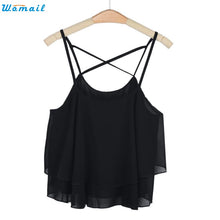 Womail Newly Design Women HOT Beach Short Vest Ruffle Chiffon Tank Tops Camis 160303