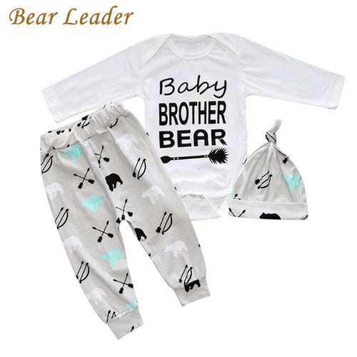 Bear Leader 3 Style Baby Girls Clothing Sets Letter Prints Rompers+Hat+Pants 3pcs For Baby Boys Autumn Newborn Clothing Suits