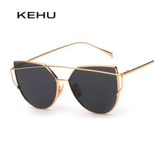 KEHU New Women 6 Colour Luxury Cat Eye Sunglasses Women Sunglasses Double-Deck Alloy Frame UV400