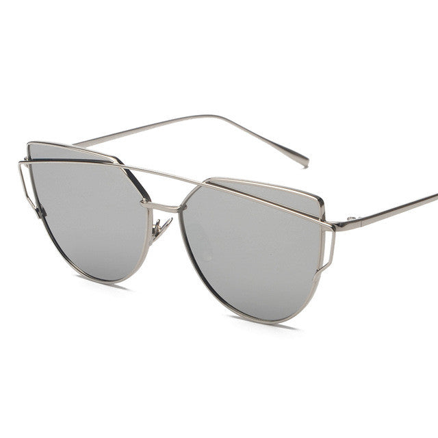 KEHU New Women 6 Colour Luxury Cat Eye Sunglasses Women Sunglasses Double-Deck Alloy Frame UV400