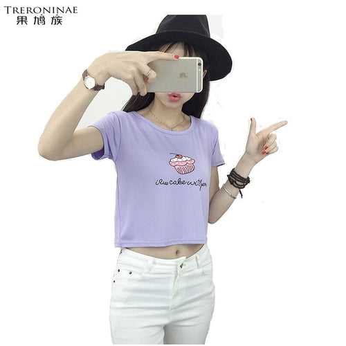 TRERONINAE crop top women 2017 summer short t shirt cotton camiseta female o-neck sexy loose blusas short sleeve tees shirt
