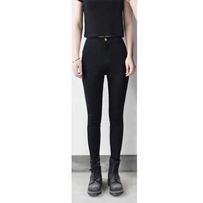 White Jeans Female 2017 Skinny Elastic Jeans For Women Black High Waist Jeans Woman Slim Denim Women Jeans Femme With High Waist