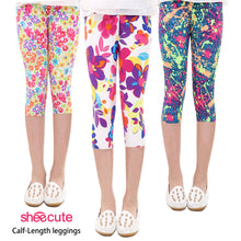 SheeCute New Arrival Hot Summer Kids  Calf Length Fashion girls leggings print flowers girls pants childrens trousers
