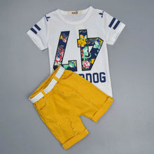 Hot sale! 2016 Summer style Children clothing sets Baby boys girls t shirts+shorts+belt 3pcs pants sports suit kids clothes
