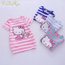 2017 Summer Elsa Girl Clothes Cartoon Cute Costume For Kids Girls Dress Cotton Vestidos Stripe Party Dresses Children Clothing
