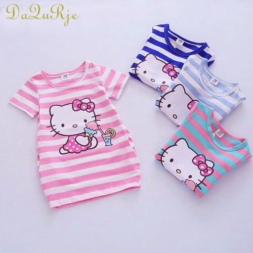 2017 Summer Elsa Girl Clothes Cartoon Cute Costume For Kids Girls Dress Cotton Vestidos Stripe Party Dresses Children Clothing