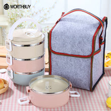 WORTHBUY Portable Macaroon Japanese Bento Box Leak-Proof Stainless Steel Thermal Lunch Boxs Kids Picnic Container For Food