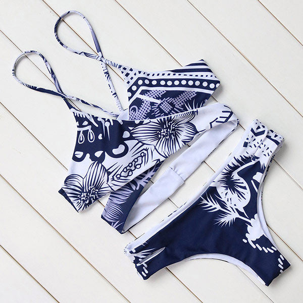 Women Print Push Up Brazilian Bikinis Set