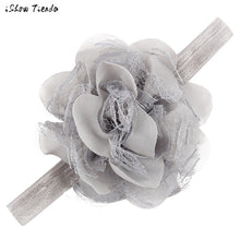 Kids Hair Accessories Girls Hair Elastic Lace Chiffon Artificial Flowers Peony Fita De Cetim Flores #2174