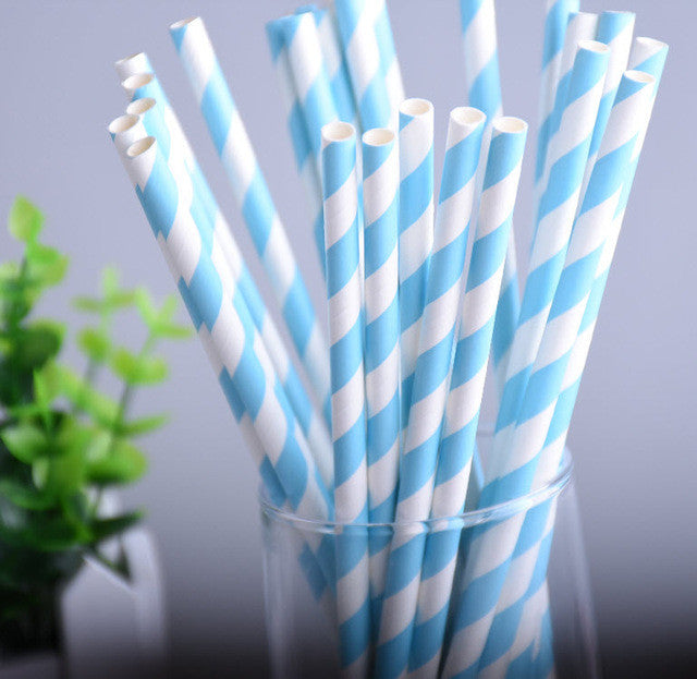 25pcs/lot 10styles blue drinking paper straws for kids birthday party wedding christmas decoration chevron drinking paper straws