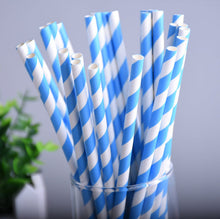 25pcs/lot 10styles blue drinking paper straws for kids birthday party wedding christmas decoration chevron drinking paper straws