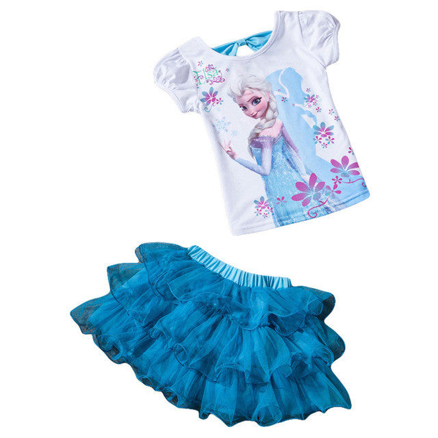 KEAIYOUHUO 2017 Tracksuit For Girls Children Clothing Sport Suit Clothes Sets Outfit Suit T-shirt+Skirt Costume For Kids Clothes
