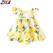 ZIKA Hot Sale New 2016 Summer Girl Dress Fruit Lemon Pattern Baby Girl Dress Children Sundresses Kids Fly Sleeve Dresses tyh-508