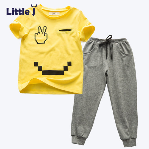 Navy Striped Boys Clothes Sets Short Sleeve T-shirt + Sports Pants Outfit Sailor Kids Boys Clothing Suit Boys Boys Tracksuit