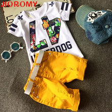 Hot Sale! 2017 Summer Style Children Clothing Sets Tops + Shorts+ Belt =3 Pcs Set Boys Girls T Pants Sports Suit Kids Clothes
