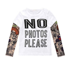 Summer t-shirt cotton boys clothes casual baby children clothing tattoo print long sleeve t shirts toddler kids top tees 1-5year