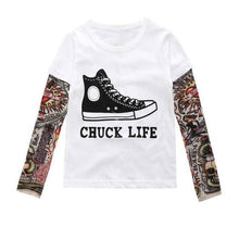 Summer t-shirt cotton boys clothes casual baby children clothing tattoo print long sleeve t shirts toddler kids top tees 1-5year