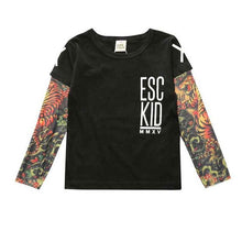 Summer t-shirt cotton boys clothes casual baby children clothing tattoo print long sleeve t shirts toddler kids top tees 1-5year