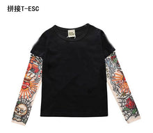 Summer t-shirt cotton boys clothes casual baby children clothing tattoo print long sleeve t shirts toddler kids top tees 1-5year