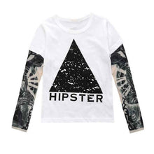 Summer t-shirt cotton boys clothes casual baby children clothing tattoo print long sleeve t shirts toddler kids top tees 1-5year