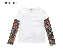 Summer t-shirt cotton boys clothes casual baby children clothing tattoo print long sleeve t shirts toddler kids top tees 1-5year
