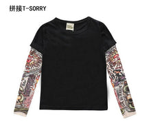 Summer t-shirt cotton boys clothes casual baby children clothing tattoo print long sleeve t shirts toddler kids top tees 1-5year