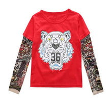 Summer t-shirt cotton boys clothes casual baby children clothing tattoo print long sleeve t shirts toddler kids top tees 1-5year