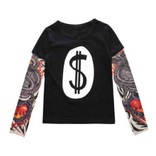 Summer t-shirt cotton boys clothes casual baby children clothing tattoo print long sleeve t shirts toddler kids top tees 1-5year