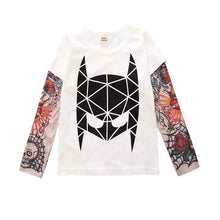 Summer t-shirt cotton boys clothes casual baby children clothing tattoo print long sleeve t shirts toddler kids top tees 1-5year