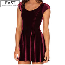 VELVET MULLED WINE EVIL CHEERLEADER 2.0 Women Clothing Party Evening Elegant 2015 Velvet Skater Dresses Pleated Dresses