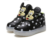 New Fashion LED lighting children casual shoes Cartoon boys girls led flashing sneakers Printed dot Mickey baby kids boots-kids