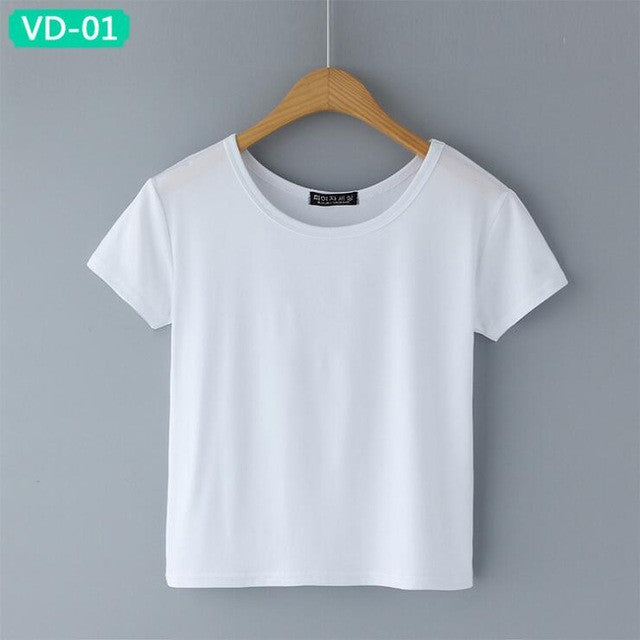 TRERONINAE crop top women 2017 summer short t shirt cotton camiseta female o-neck sexy loose blusas short sleeve tees shirt
women
