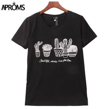 Aproms Fashion Harajuku Punk Alien ET Print Black T Shirt Women Tops Casual Short Sleeve T-Shirt Autumn Ladies Shirt 21145
women
