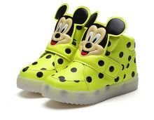 New Fashion LED lighting children casual shoes Cartoon boys girls led flashing sneakers Printed dot Mickey baby kids boots-kids