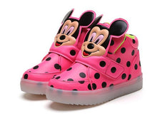 New Fashion LED lighting children casual shoes Cartoon boys girls led flashing sneakers Printed dot Mickey baby kids boots-kids