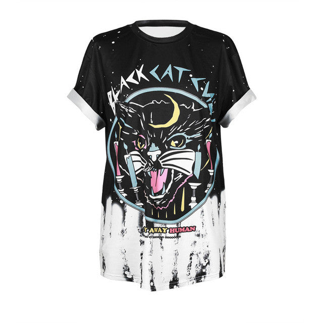 Summer Cute monster print T shirts for women casual O-neck Hip-hop graffiti Tops Tees Short sleeves plus size female T-shirt-Women