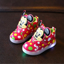 New Fashion LED lighting children casual shoes Cartoon boys girls led flashing sneakers Printed dot Mickey baby kids boots-kids