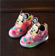 New Fashion LED lighting children casual shoes Cartoon boys girls led flashing sneakers Printed dot Mickey baby kids boots-kids