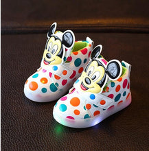 New Fashion LED lighting children casual shoes Cartoon boys girls led flashing sneakers Printed dot Mickey baby kids boots-kids