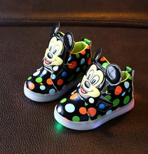 New Fashion LED lighting children casual shoes Cartoon boys girls led flashing sneakers Printed dot Mickey baby kids boots-kids