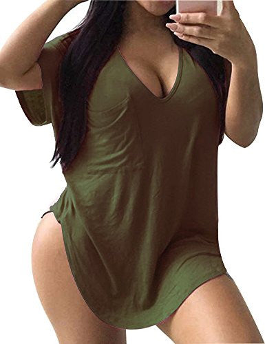 Allegrace Womens Casual Scoop Collar Plus Size T Shirts Summer Tops Tee
women