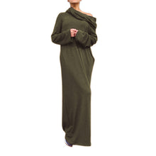 Preself Off Shoulder Maxi Dresses Hooded Wrap Dress  Shirt Long Sleeve Casual Fashion Women 2017 Army Green Black Autumn Winter
women