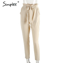 Simplee Apparel OL chiffon high waist harem pants Women stringyselvedge summer style casual pants female 2016 New black trousers
women