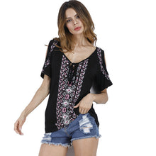 LOSSKY 2017 Summer Women Casual Loose Print Off Shoulder Tops Female T-Shirts Short Sleeve V-neck Modal T shirt For Women
women